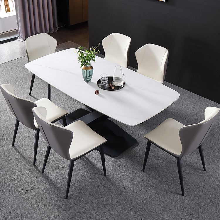 Traditional Luxury Rectangle Dining Table Sintered Stone Table with Pedestal Base Clearhalo ' dining_table' 'Dining Tables & Seating' 'Dining Tables' 'furn' 'furn_dining_table' 'Furniture' 'furniture_dining_table' 'Kitchen & Dining Furniture' 'kitchen&dining_furn' 'kitchen' 'kitchen_dining_table' 1200x1200_7b568927-3628-4c65-8465-7f780aedbee9