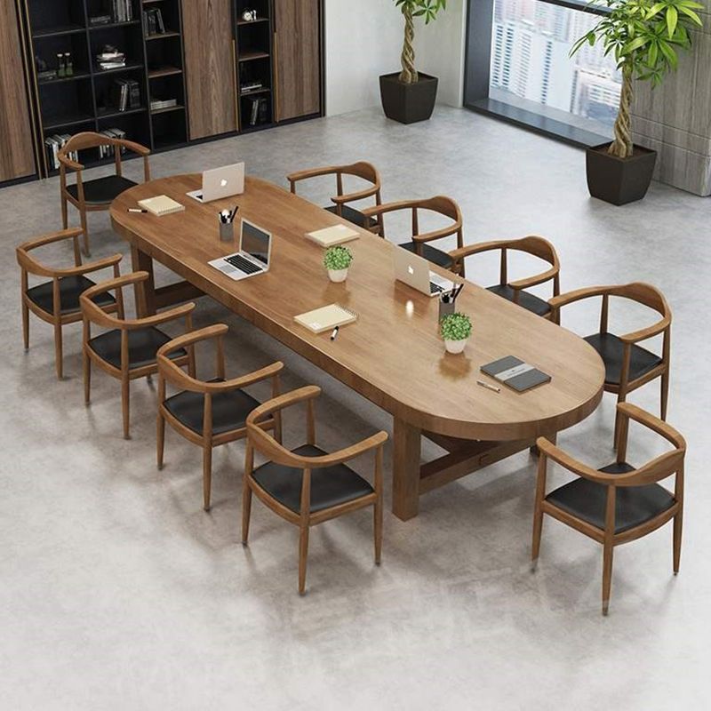 Industrial Solid Wood Writing Desk 29.53-inch Tall Oval Office Desk Clearhalo 'furn' 'furn_office_desk' 'Furniture' 'Office Desks' 'Office Furniture' 'office_desk' 1200x1200_7b57a4f7-1074-4e9f-ae9d-ff379472083e