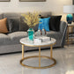 Glam Round Nesting Coffee Table with Marble Top and Metal Base