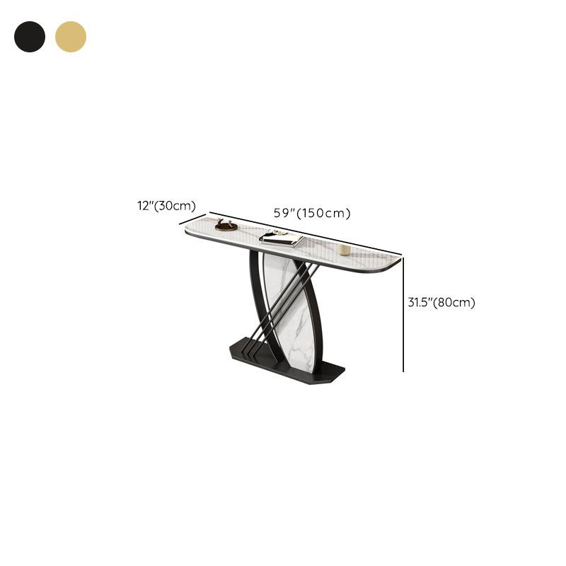 Mesa de acento de hierro de Glam Stone Mesa de sofá de la consola de media luna para Hall