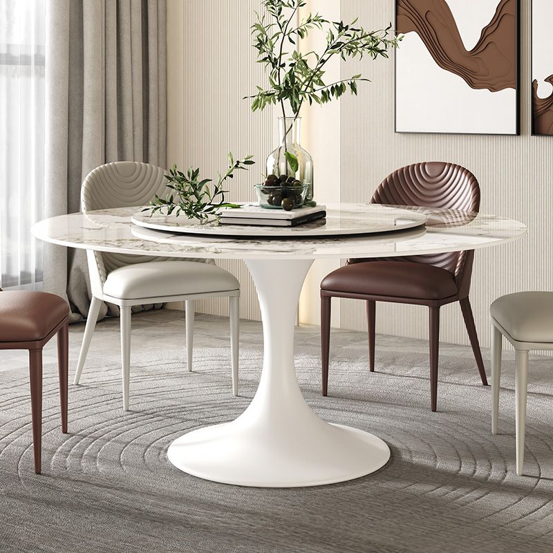 Modern Round Dinette Set 1/4/5/7 Pieces Sintered Stone Dining Table Set with Turntable Clearhalo 'Dining Room Sets' 'Dining Tables & Seating' 'dining_room_set' 'furn' 'furn_dining_room_set' 'Furniture' 'Kitchen & Dining Furniture' 1200x1200_7b5bf484-005a-4d60-b46b-8e10146597ed
