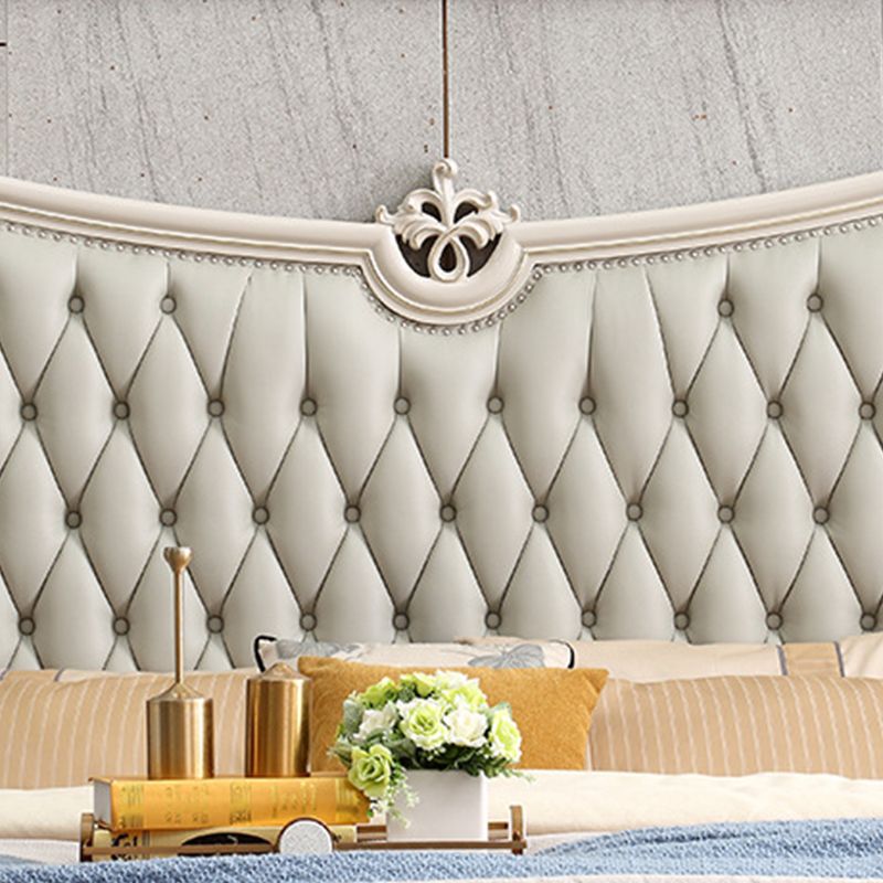 84.65 inch Wide Victorian Bed Pine Wood Standard Bed with Upholstered Headboard Clearhalo 'Bedroom Furniture' 'Beds' 'furn' 'furn_beds' 'Furniture' 1200x1200_7b5c1163-0b3a-4143-b015-096053fe5b39