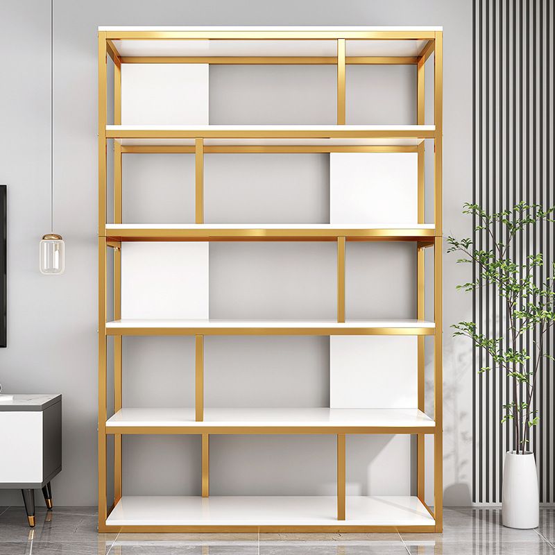 Vertical Metal Frame Etagere Bookshelf Manufactured Wood Shelf Bookcase for Living Room Clearhalo 'Bookcases' 'furn' 'furn_bookcases' 'Furniture' 'furniture_bookcases' 'Office Furniture' 1200x1200_7b5c27fd-3542-41d6-8657-4b42a401ce7c