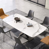 Industrial Style Rectangle Dining Table Sintered Stone Table with Metal Leg for Home Clearhalo 'Dining Tables & Seating' 'Dining Tables' 'dining_table' 'furn' 'furn_dining_table' 'Furniture' 'Kitchen & Dining Furniture' 1200x1200_7b5c3be0-6711-4fc4-979b-76eafc5bdc67