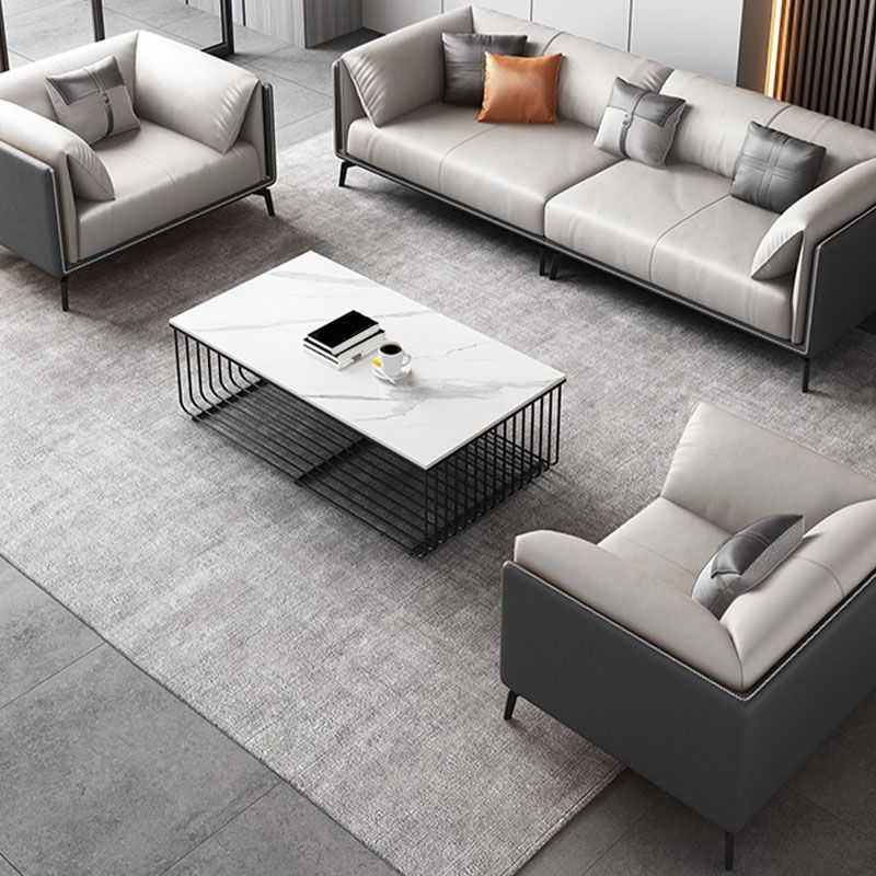 Contemporary Stationary Sofa Standard Square Arm Sofa for Living Room