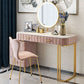 Glam Marble Top Vanity Dressing Table with 5 Drawers and Metal Base