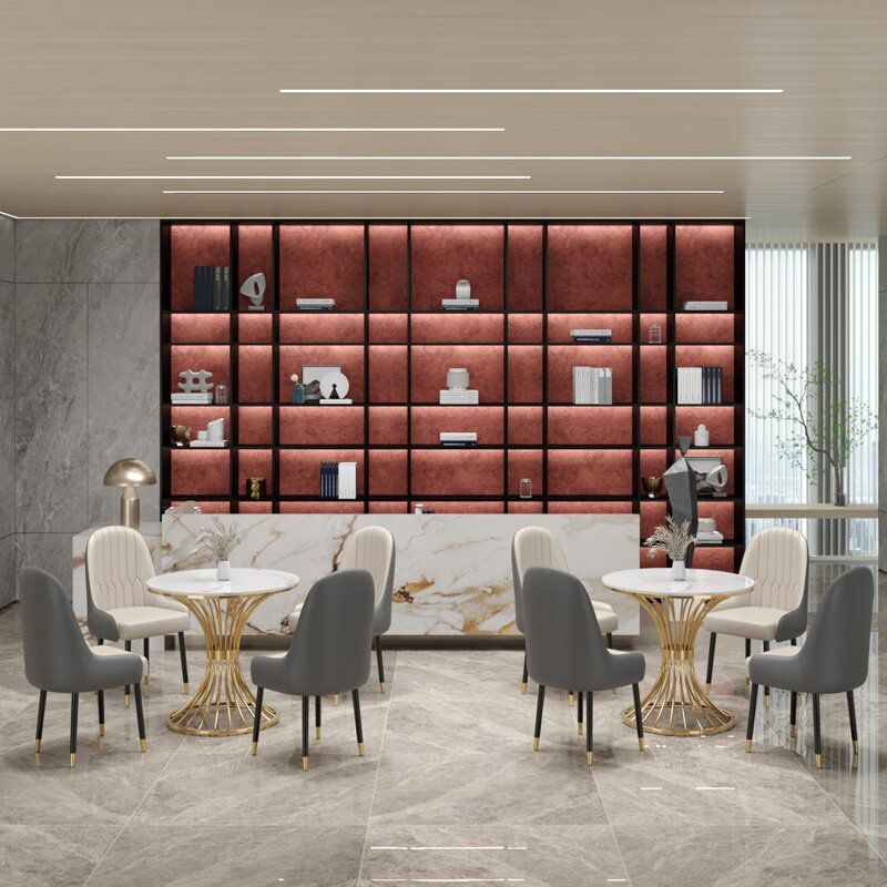 Polished Finish Stone Top Table Modern Style Round Dining Table Clearhalo 'Dining Tables & Seating' 'Dining Tables' 'dining_table' 'furn' 'furn_dining_table' 'Furniture' 'Kitchen & Dining Furniture' 1200x1200_7b5d44dd-6f14-4aca-a700-e8e2ab937986