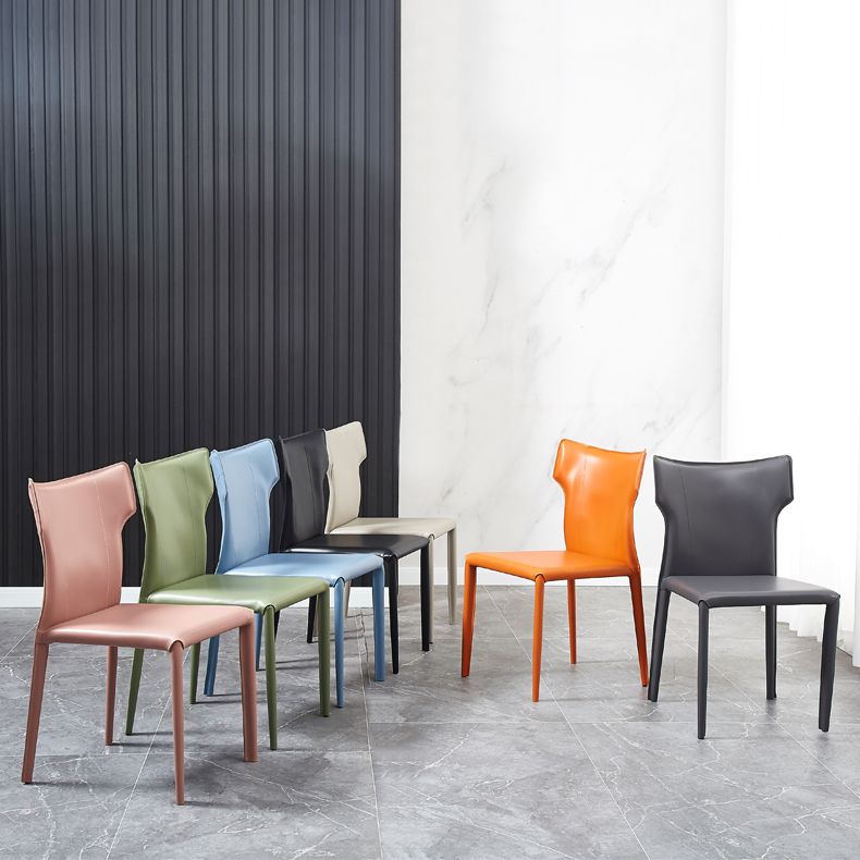 Contemporary Metal Dining Armless Chair Faux Leather Side Chair for Home Use Clearhalo ' kitchen&dining_furn' 'Dining Chairs' 'Dining Tables & Seating' 'dining_chair' 'furn' 'furn_dining_chair' 'Furniture' 'furniture_dining_chair' 'Kitchen & Dining Furniture' 'kitchen' 1200x1200_7b5d5581-a145-4e67-ab0d-545a20efedc6