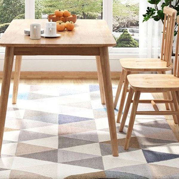 Rectangle 4 jambes Table moderne Couleur de bois clair Tableau fixe du bois massif en bois de chêne