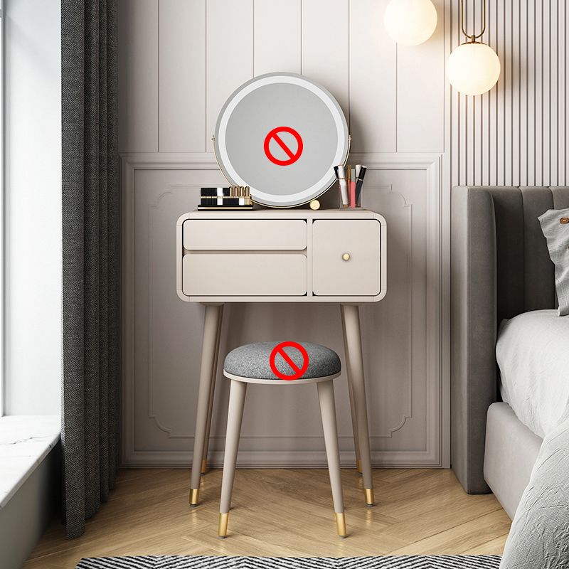 Tavolo da banco di vanità per trucco moderno con cassetto in bianco/rosa per camera da letto