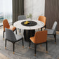 Modern Round Dining Table Sintered Stone Table with Wood Leg for Home
