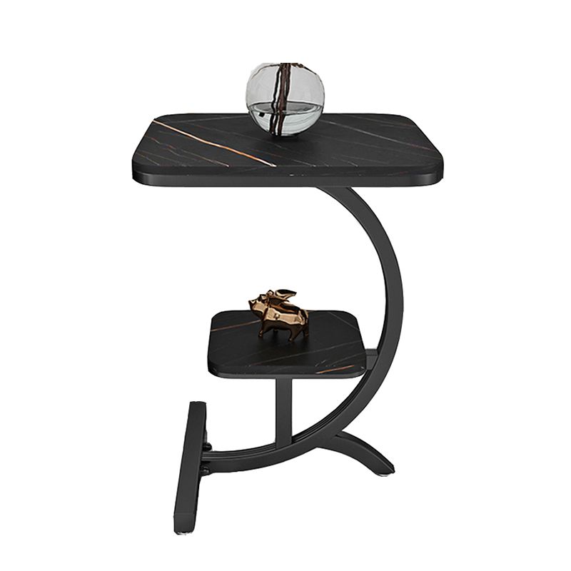Double Tier Square Slate Top End Table Metal C Side Table for Living Room Clearhalo 'Coffee & Accent Tables' 'End & Side Tables' 'end_side_tables' 'furn' 'furn_end_side_tables' 'Furniture' 'Living Room Furniture' 1200x1200_7b612af7-63ce-440e-82e6-23be40dd5494