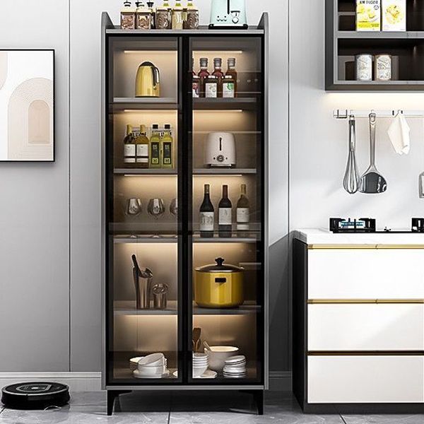 Servidor de madera de servidor de puertas de vidrio de estilo glamorante sin luces LED