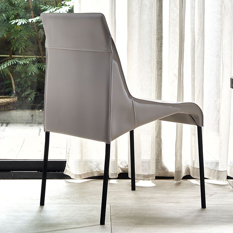 Leather Contemporary Dining Chair Restaurant Solid Back Chair with Arm Clearhalo ' kitchen&dining_furn' 'Dining Chairs' 'Dining Tables & Seating' 'dining_chair' 'furn' 'furn_dining_chair' 'Furniture' 'furniture_dining_chair' 'Kitchen & Dining Furniture' 'kitchen' 1200x1200_7b63e3d9-b3c6-407b-a1b9-81cc363e6b2c