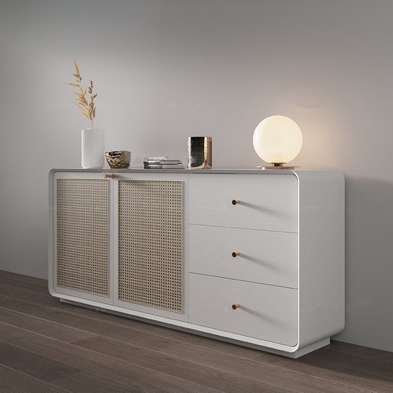 Simplicity Wood 28-inch Height Sideboard Rattan Doors Cupboard for Living Room Clearhalo 'buffet_sideboard' 'Buffets & Sideboards' 'furn' 'furn_buffet_sideboard' 'Furniture' 'Kitchen & Dining Furniture' 1200x1200_7b669f60-c413-4147-bb48-890390f61991
