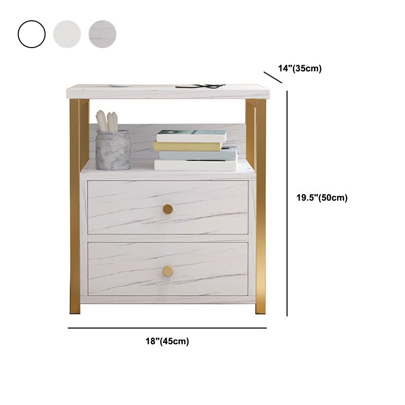 Modern Style Plate Countertop Metal Frame White/wood/walnut/off-white Nightstand