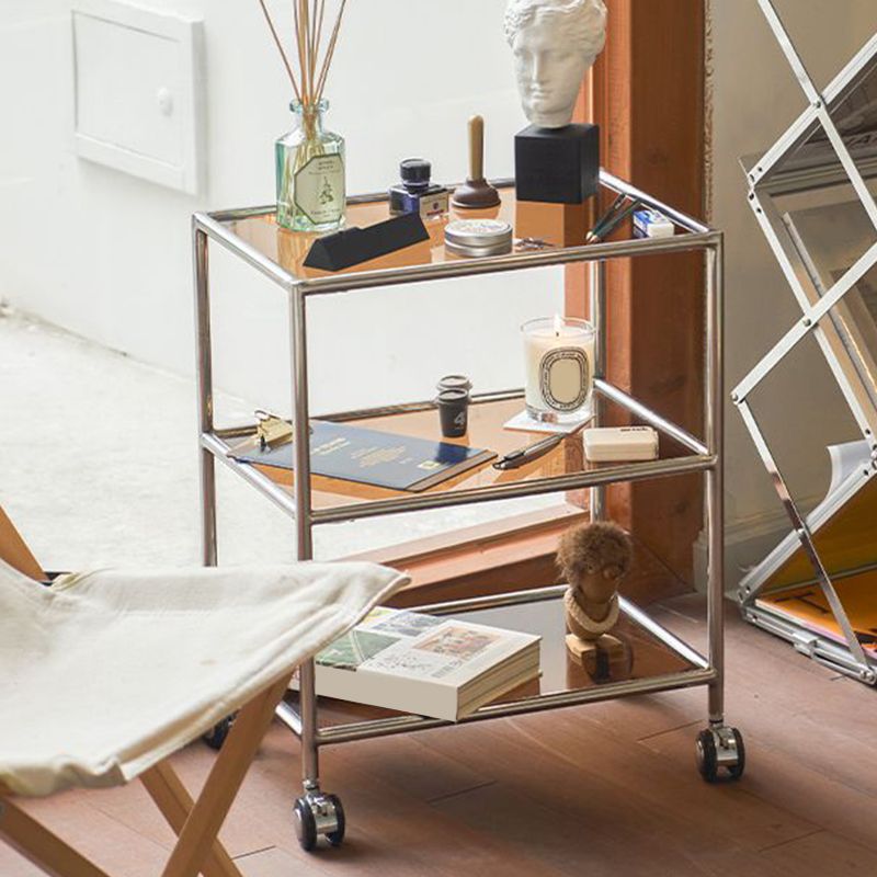 22.44" Tall 4 Legs Side Table with Shelves Modern Metal End Table Stand Clearhalo 'Coffee & Accent Tables' 'End & Side Tables' 'end_side_tables' 'furn' 'furn_end_side_tables' 'Furniture' 'Living Room Furniture' 1200x1200_7b67ba6e-8cc4-4c0a-b19b-44ce56dcc394