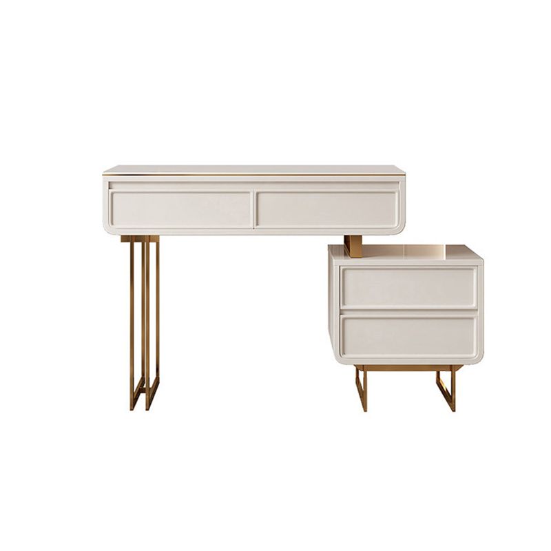 ホワイト/グレーロックプランクカウンタートップソリッドウッドフレーム金属金属ベース2/4ドロワードレッサー