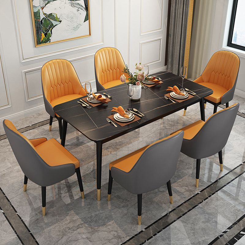Traditional Luxury Rectangle Dining Table Sintered Stone Table with 4 Black Legs Clearhalo ' dining_table' 'Dining Tables & Seating' 'Dining Tables' 'furn' 'furn_dining_table' 'Furniture' 'furniture_dining_table' 'Kitchen & Dining Furniture' 'kitchen&dining_furn' 'kitchen' 'kitchen_dining_table' 1200x1200_7b68c7bc-c12c-4909-8061-4cf261400db6