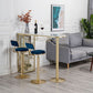 Glam Bar Table 42-inch Height Artificial Marble Top and Iron Pedestal Pub Table