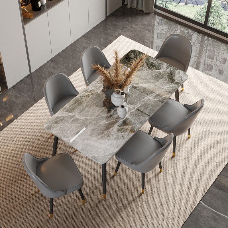 Designer Style Sintered Stone Top Dining Set 1/2/5/7 Pieces Dining Table with Chairs Clearhalo 'Dining Room Sets' 'Dining Tables & Seating' 'dining_room_set' 'furn' 'furn_dining_room_set' 'Furniture' 'furniture_dining_room_set' 'Kitchen & Dining Furniture' 1200x1200_7b6ae618-0fec-4e0f-925f-b6f2df988067