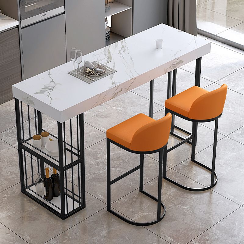 Contemporary Sintered Stone Top Counter Table with Double Pedestal Clearhalo 'Bar Furniture' 'Bar Tables' 'bar_tables' 'furn' 'furn_bar_tables' 'Furniture' 'Kitchen & Dining Furniture' 1200x1200_7b6afe4a-2938-4f55-9340-b875d5e3f2d5
