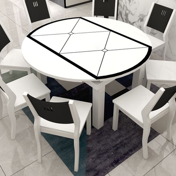 Modern Extendable Round Glass Top Dining Table with Solid Wood Legs Clearhalo 'Dining Tables & Seating' 'Dining Tables' 'dining_table' 'furn' 'furn_dining_table' 'Furniture' 'Kitchen & Dining Furniture' 1200x1200_7b6bf41f-7358-494f-9c1b-bbeafd933cb8