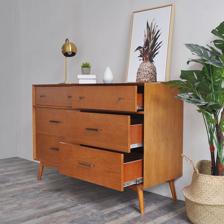 Pine Solid Wood Sideboard Table Modern Antique Finish 6-drawer Dining Server Clearhalo 'buffet_sideboard' 'Buffets & Sideboards' 'furn' 'furn_buffet_sideboard' 'Furniture' 'Kitchen & Dining Furniture' 1200x1200_7b6c0286-3686-4496-9d5d-a834b49e4744