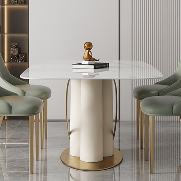 Traditional Luxury Rectangle Dining Table Stone Dinner Table with Pedestal Base Clearhalo ' dining_table' 'Dining Tables & Seating' 'Dining Tables' 'furn' 'furn_dining_table' 'Furniture' 'furniture_dining_table' 'Kitchen & Dining Furniture' 'kitchen&dining_furn' 'kitchen' 'kitchen_dining_table' 1200x1200_7b6cbf52-9b35-4066-95c8-c591895a527c