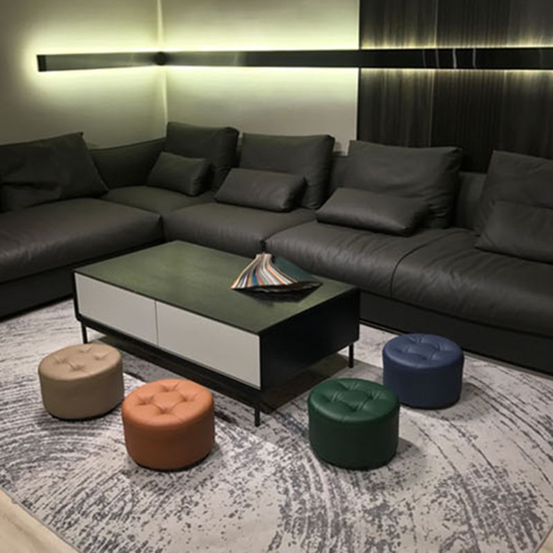 Contemporary Pouf Ottoman Faux Leather Upholstered Tufted Cylinder Shape Ottoman Clearhalo 'furn' 'furn_ottomans_poufs' 'Furniture' 'Living Room Furniture' 'Ottomans & Poufs' 'ottomans_poufs' 1200x1200_7b6cbfd1-9f88-4ebe-a9d2-82301689fe16