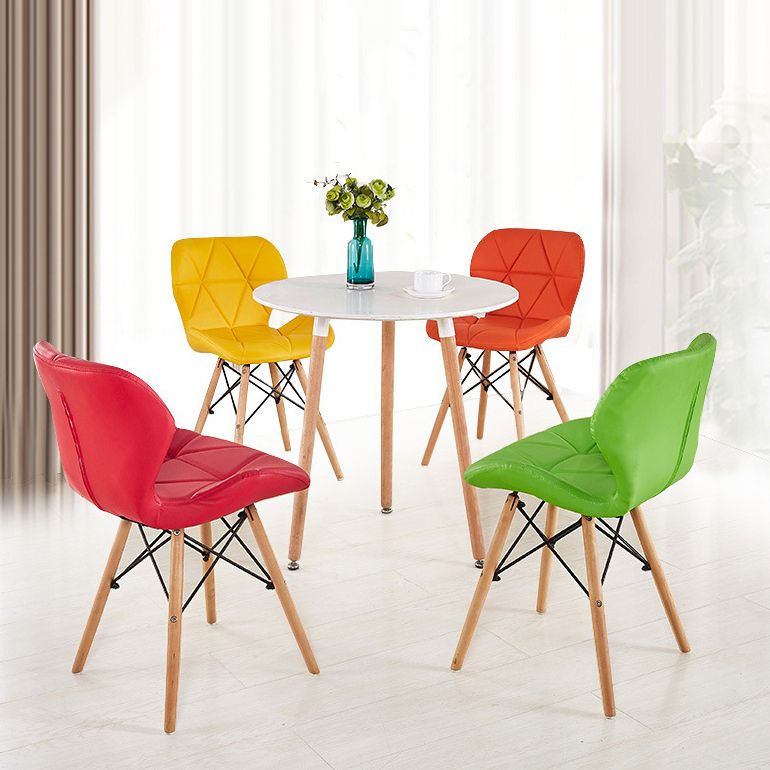 Nordic Leather Side Dining Chairs Wingback Armless Chair with Wood Legs Clearhalo ' kitchen&dining_furn' 'Dining Chairs' 'Dining Tables & Seating' 'dining_chair' 'Furniture' 'furniture_dining_chair' 'Kitchen & Dining Furniture' 'kitchen' 1200x1200_7b6da91d-3b30-445e-b02c-9e3e5717f9d2