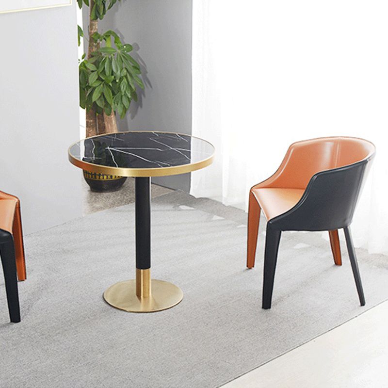 Faux Leather Kitchen Dining Chair Arm Chair in Orange and Black