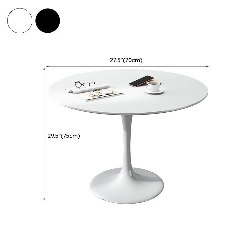 Minimalist White and Black Round Table with Tulip Style for 4 Person Clearhalo 'Dining Tables & Seating' 'Dining Tables' 'dining_table' 'furn' 'furn_dining_table' 'Furniture' 'Kitchen & Dining Furniture' 1200x1200_7b6ee1b2-825e-45f0-a659-9a22f1a4dc55