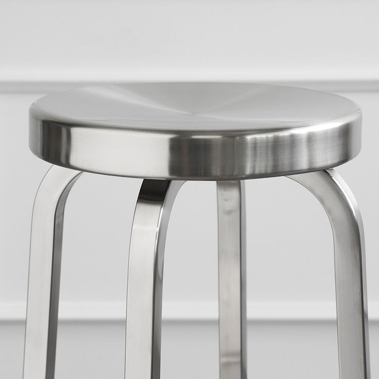 Glossy Backless Barstool Brushed Stainless Steel Industrial Indoor Tall Stool 1 Piece Clearhalo 'Bar Furniture' 'Bar Stools' 'bar_stools' 'furn' 'furn_bar_stools' 'furniture_bar_stools' 'Kitchen & Dining Furniture' 'kitchen&dining_furn' 'kitchen' 'kitchen_furn' Furniture' 1200x1200_7b6f7a11-87e3-4387-8b93-6b05f771691c