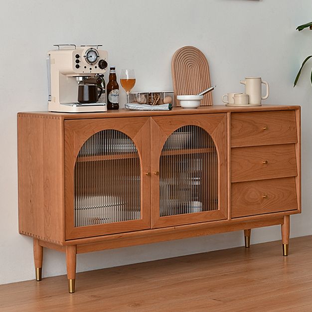 Portes en verre modernes table de buffet table de buffet en pin avec tiroirs pour la cuisine