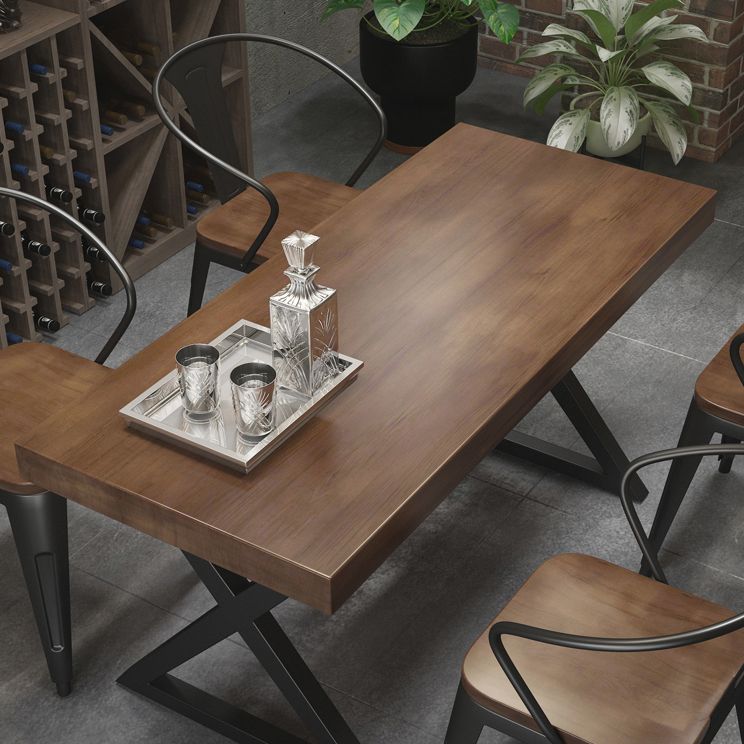 Industrial Rectangle Wood Dining Table 1/3/5/7 Pieces Dining Set for Bar Clearhalo 'Dining Room Sets' 'Dining Tables & Seating' 'dining_room_set' 'furn' 'furn_dining_room_set' 'Furniture' 'Kitchen & Dining Furniture' 1200x1200_7b6ffd4e-c80e-4f32-a9d7-a262ea22f987