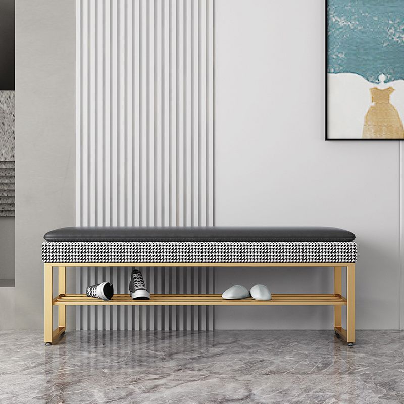 Modern Entryway Bench Cushioned Rectangle Metal Seating Bench Clearhalo 'Benches' 'Chairs & Seating' 'furn' 'furn_benches' 'Furniture' 'Living Room Furniture' 1200x1200_7b713402-8140-45e4-9901-e6dc5006a5b6