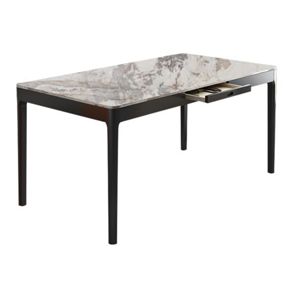 Rectangle Three-Color Dining Table Sintered Stone Table Vintage with Drawer Clearhalo ' dining_table' 'Dining Tables & Seating' 'Dining Tables' 'furn' 'furn_dining_table' 'Furniture' 'furniture_dining_table' 'Kitchen & Dining Furniture' 'kitchen&dining_furn' 'kitchen' 'kitchen_dining_table' 1200x1200_7b714519-5326-49d2-8041-6ae47bc20fc3