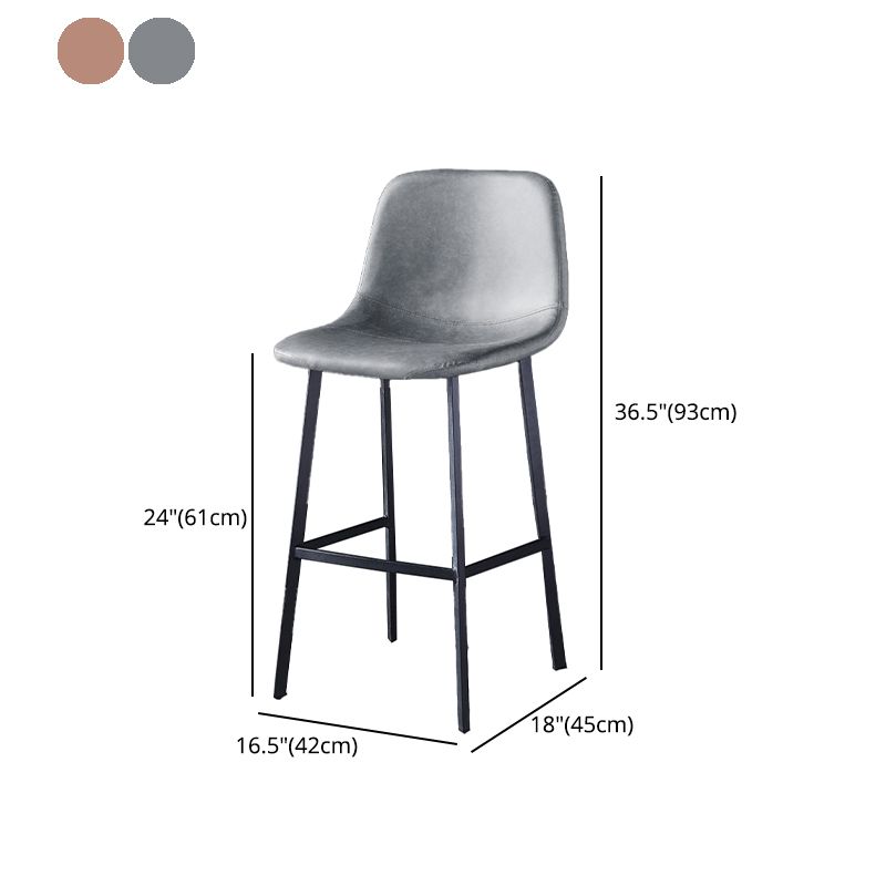 Industrial Style Low Back Bar-stool PU Leather Bar Stool with Metal Legs Clearhalo 'Bar Furniture' 'Bar Stools' 'bar_stools' 'furn' 'furn_bar_stools' 'Furniture' 'furniture_bar_stools' 'Kitchen & Dining Furniture' 1200x1200_7b738e0e-b8f1-4ca0-b420-3a0051c08cb7