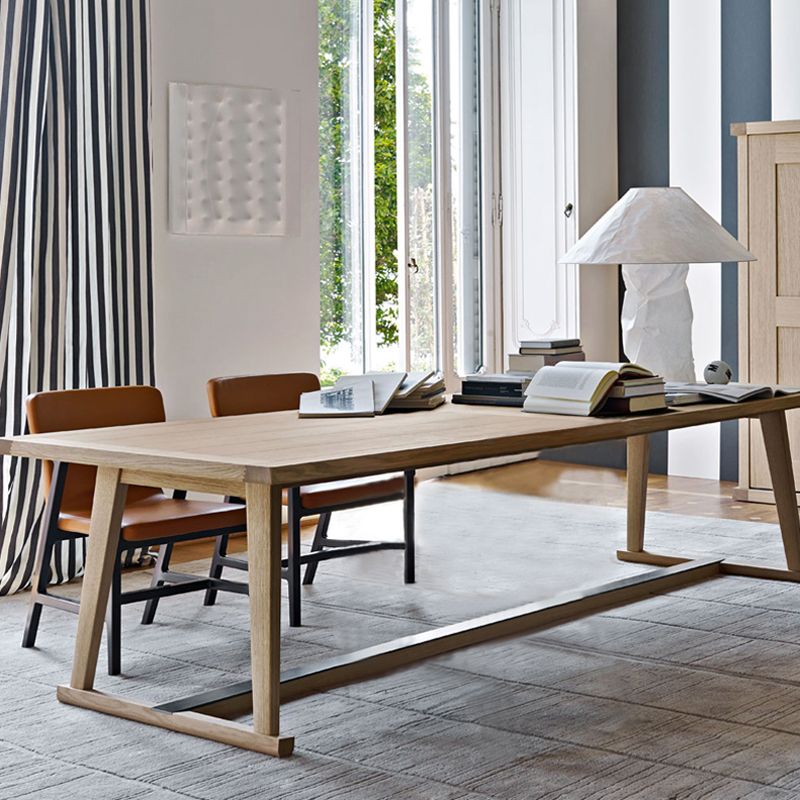 Solid Wood Modern Table for Restaurant Rectangle Dining Table with Trestle Base Clearhalo ' dining_table' 'Dining Tables & Seating' 'Dining Tables' 'furn' 'furn_dining_table' 'Furniture' 'furniture_dining_table' 'Kitchen & Dining Furniture' 'kitchen&dining_furn' 'kitchen' 'kitchen_dining_table' 1200x1200_7b73b5f0-fa91-4185-b3ac-b1aff6d7c7ef