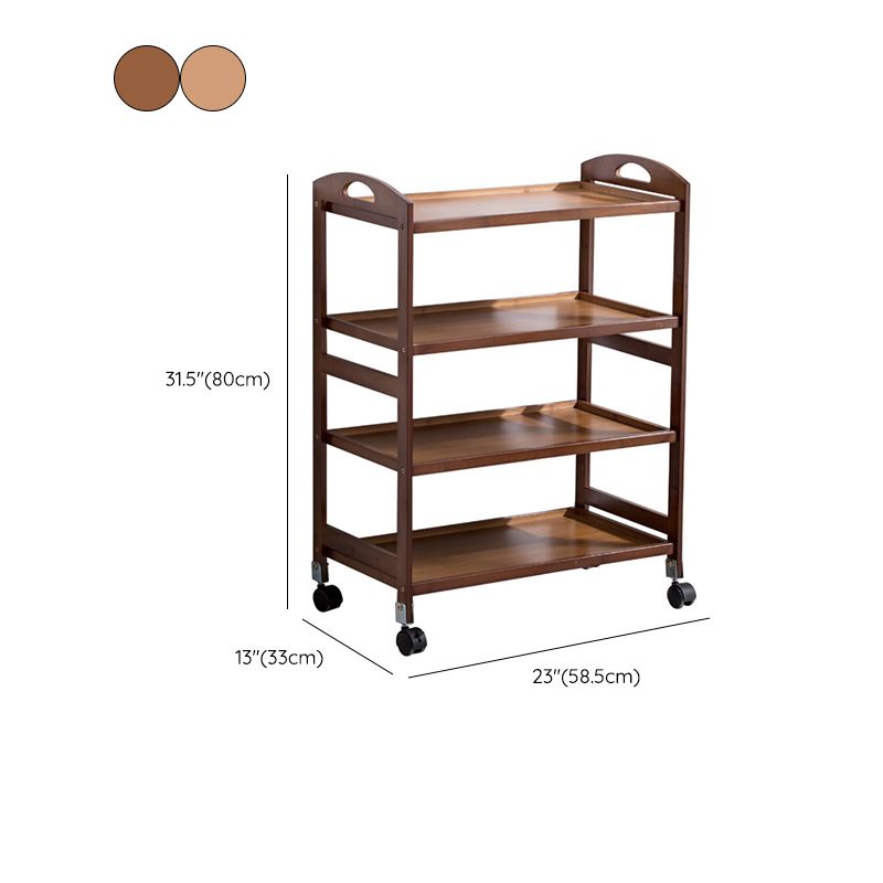 Modern Open Storage Kitchen Trolley Rolling Prep Table with Open Shelves