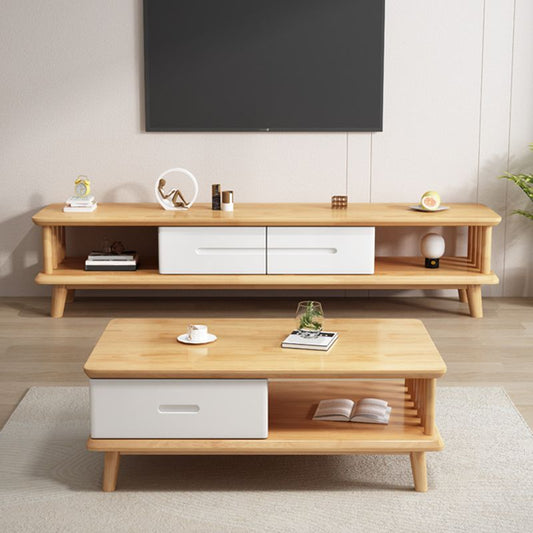 Legno a 4 gambe contemporanei con tavolino rettangolare singolo rettangolare