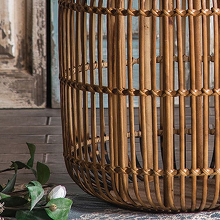 Tablett -Oberseite Akzenttisch Rustikales Metall und Rattan Drum Endtisch