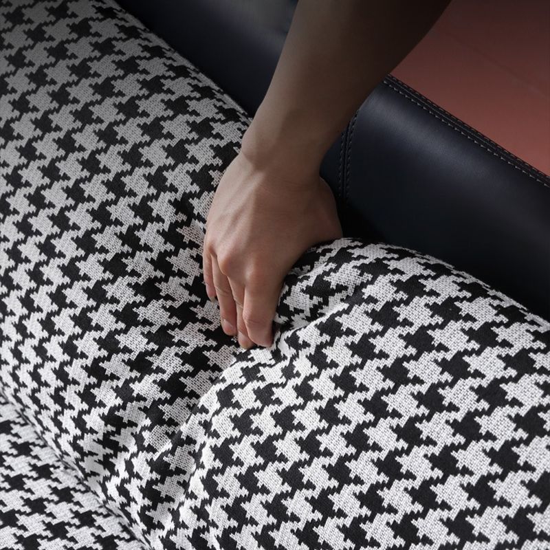 Modern Swallow Gird Sofa Fabric and Leather Sloped Arm Sofa in Blue