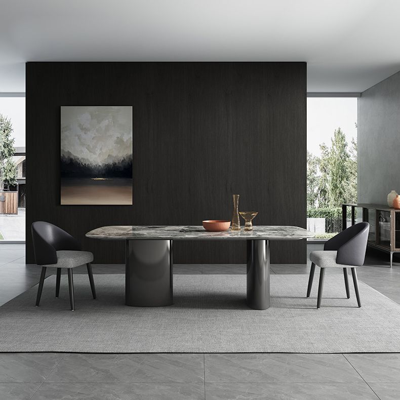 Mesa de cocina moderna con patas metálicas de mármol para comedor