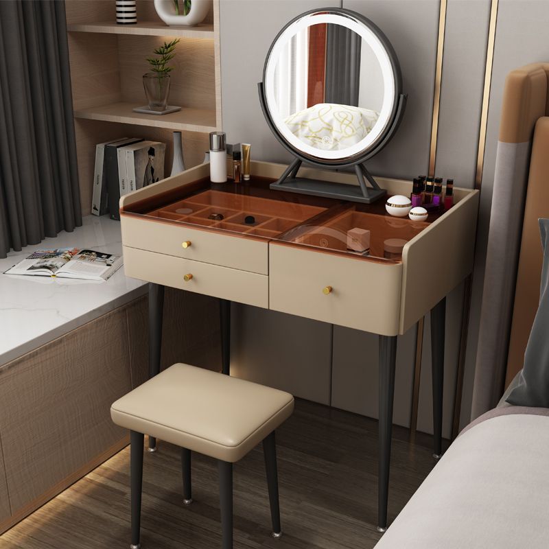 Moderne Massivholz -Waschtisch 3 Schubladen Make -up Waschtisch Set