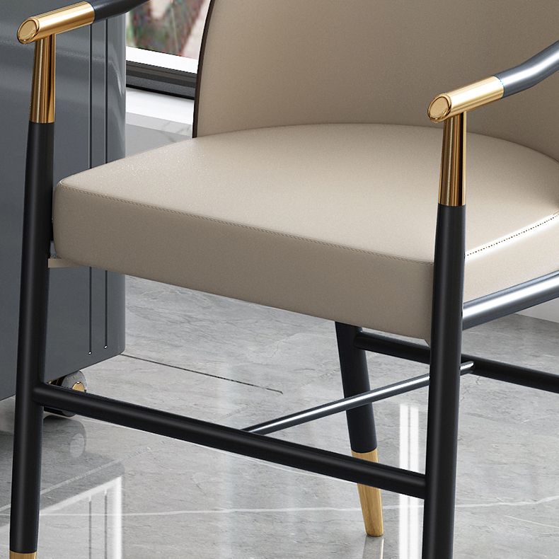 Modern Backrest Armrest Cushion Chair with Metal Legs for Living Room