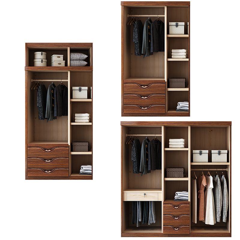 Traditional Walnut Solid Wood Wardrobe Freestanding Wardrobe Armoire with Drawers Clearhalo 'Armoires & Wardrobes' 'armoires_wardrobes' 'Bedroom Furniture' 'furn' 'furn_armoires_wardrobes' 'Furniture' 1200x1200_7b7ee775-e072-411e-a3f5-7e9719f4bb85