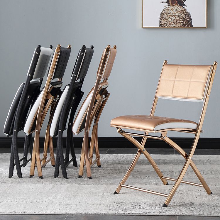 Glam Kitchen Side Chair Gold Legs Open Back Dining Armless Chair