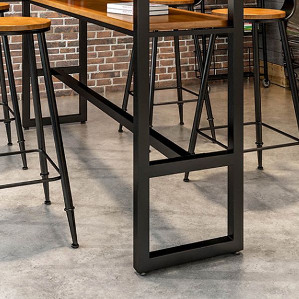 Modern Rectangle Bar Dining Table Wood Trestle Bar Height Table with Shelves Clearhalo 'Bar Furniture' 'Bar Tables' 'bar_tables' 'furn' 'furn_bar_tables' 'Furniture' 'furniture_bar_tables' 'Kitchen & Dining Furniture' 'kitchen&dining_furn' 'kitchen' 1200x1200_7b7f7adb-2ec6-498c-a199-4d8d0df7aff0